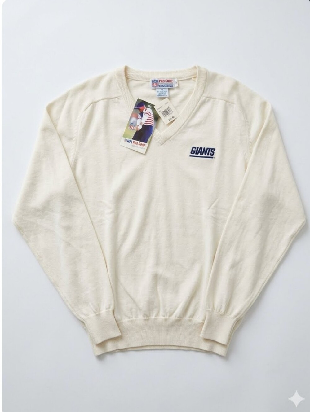 NFL Pro Shop Giants Vintage White men's V neck Cotton Sweater NWT with flaw XXL